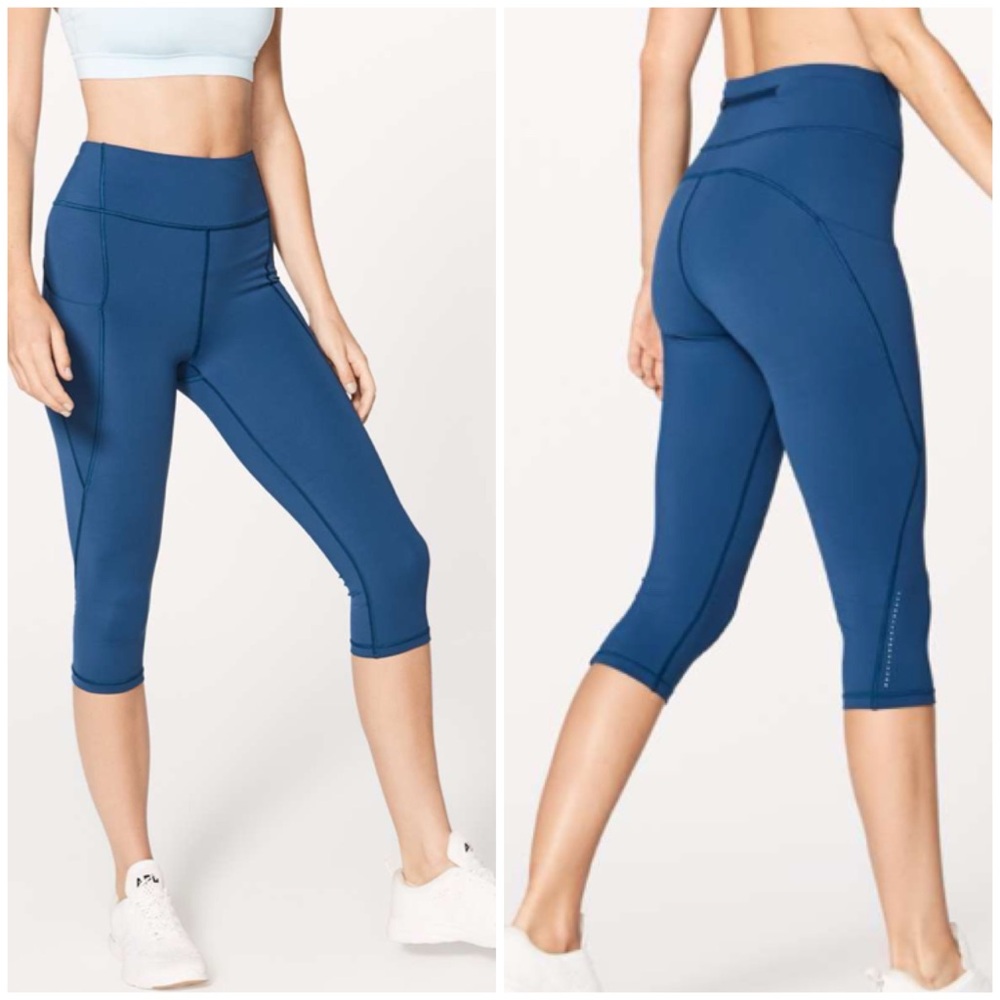 Lululemon‎ Break Free Crop 17” (Nulux) In Night Tide Size 6
